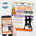 editable haunted hustle costume fun run flyers